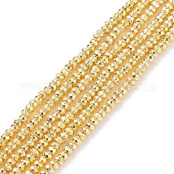 Electroplate Non-magnetic Synthetic Hematite Beads Strands, Grade AA, Long-Lasting Plated, Faceted, Rondelle, Golden Plated, 3x2mm, Hole: 0.8mm, about 182pcs/strand, 15.7 inch(40cm)