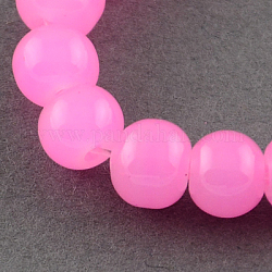 Imitation Jade Glass Beads Strands, Spray Painted, Round, Pearl Pink, 4mm, Hole: 1.1~1.3mm, about 200pcs/strand, 31.4 inch