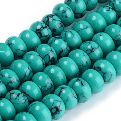 Kunsttürkisfarbenen Perlen Stränge, gefärbt, Rondell, 8x5 mm, Bohrung: 1.8 mm, ca. 79 Stk. / Strang, 15.75 Zoll (40 cm)