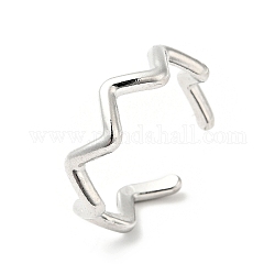 304 anillo de puño abierto de onda de acero inoxidable para mujer, color acero inoxidable, nosotros tamaño 7 3/4 (17.9 mm)