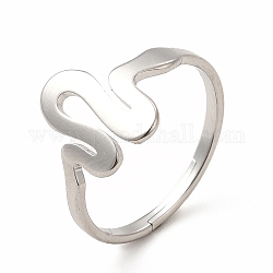 304 anillo ajustable de serpiente de acero inoxidable para mujer., color acero inoxidable, diámetro interior: 17 mm