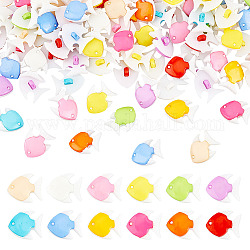 ARRICRAFT 1-Hole Plastic Buttons, Fish, Mixed Color, 18x14.5x7.5mm, Hole: 2.5mm, 200pcs/box