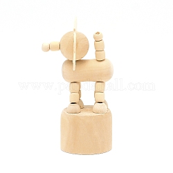 Schima legno fai da te elefante piccolo animale ornamenti desktop, con base circolare, per la decorazione di giocattoli creativi per la casa, grano, 51x55x106mm