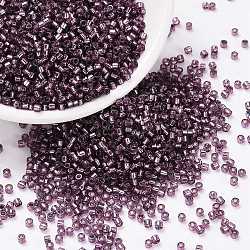 Perlas de semillas cilíndricas, plata forrada, agujero redondo, tamaño uniforme, Violeta Azul, 2x1.5mm, agujero: 0.8 mm, aproximamente 888 unidades / 10 g