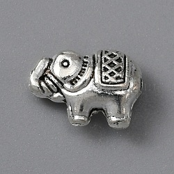 Perline in lega, elefante, argento antico, 8x12x5mm, Foro: 1.2 mm