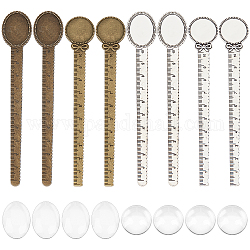 SUNNYCLUE DIY Blank Dome Bookmark Ruler Making Kit, Including Alloy Cabochon Setting, Glass Cabochons, Antique Bronze & Antique Silver, 16Pcs/box