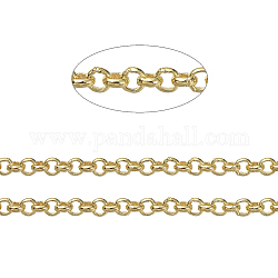 Brass Rolo Chains, Belcher Chains, Soldered, Long-Lasting Plated, with Spool, Cadmium Free & Nickel Free & Lead Free, Golden, 1.8x0.6mm, about 16.4 Feet(5m)/roll