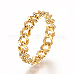 Anillos unisex de acero inoxidable 304, Anillos de dedo de cadenas de bordillo de corte de diamante, anillos de banda ancha, dorado, tamaño de 8, 18mm, 4.5mm