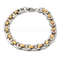 Двухцветный браслет-цепочка из 304 звена из нержавеющей стали, золотые и нержавеющая сталь цвет, 8-7/8 дюйм (22.5 см), широк: 8 мм