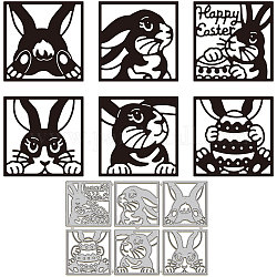 GLOBLELAND 6Pcs Easter Rabbit Silhouette Cutting Dies for Card Making Egg Metal Die Cuts Cutting Dies Template DIY Scrapbooking Embossing Paper Album Craft Decor