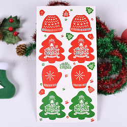 Feuille d'étiquettes volantes de Noël, étiquettes-cadeaux suspendues de Noël, pour les cadeaux de pâtisserie de fête de Noël, formes mixtes, rouge, 23.5x12 cm, 8pcs / feuille