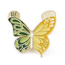 Pin de esmalte de mariposa, Broche de pin de solapa de aleación chapado en oro para ropa de mochila, verde oscuro, 29x30x1.5mm