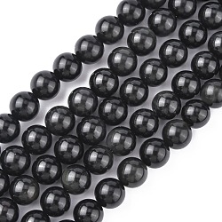 Natürlichen Obsidian Perlen Stränge, Runde, Klasse AA, schwarz und bunt, 14 mm, Bohrung: 1 mm, ca. 28 Stk. / Strang, 15.7 Zoll