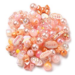 Acryl-Perlen, Mischformen, orange, 8~51x8~51x6~27.5 mm, Bohrung: 1.8~3.8 mm, ca. 163 Stk. / 380.2 g, 380.2 g / Beutel
