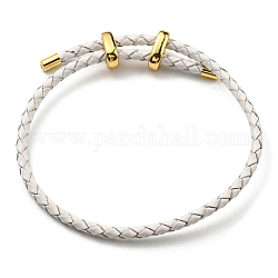 Bracelets en cuir tressé, bracelet réglable, fumée blanche, diamètre intérieur: 5/8~2-7/8 pouce (1.5~7.3 cm)