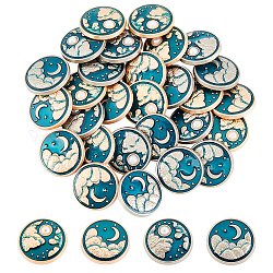 OLYCRAFT 32Pcs Moon & Star Shank Buttons 7.5mm 8mm Flat Round Alloy Enamel Buttons with 2mm Hole Metal Blazer Button Set Craft Buttons for Sewing Clothing, Suits, Coats, Uniform and Jacket - 4 Styles