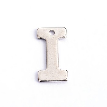 Encantos de letras de 304 acero inoxidable, letter.i, 11x5.5x0.5mm, agujero: 1 mm