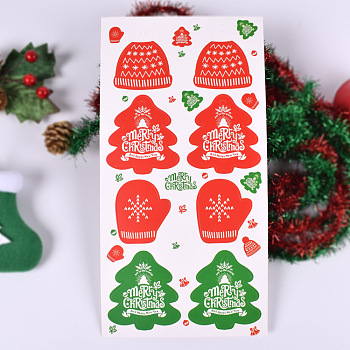 Feuille d'étiquettes volantes de Noël, étiquettes-cadeaux suspendues de Noël, pour les cadeaux de pâtisserie de fête de Noël, formes mixtes, rouge, 23.5x12cm, 8pcs / feuille