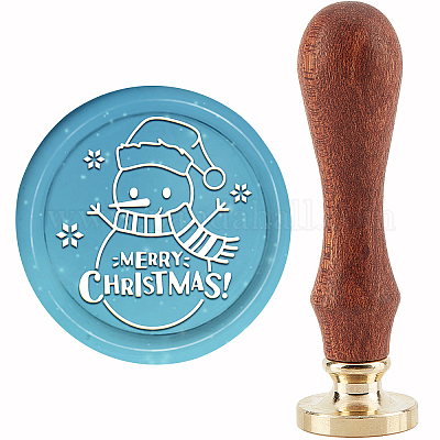 Wholesale CRASPIRE Merry Christmas Wax Seal Stamp Snowman Sealing Stamp  30mm/1.18inch Removable Brass Head Sealing Stamp with Wooden Handle  Invitations Greeting Cards Wrap 