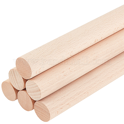 Wholesale OLYCRAFT 6Pcs Dowel Rods Wood Sticks 2.5×30cm Beech Wood