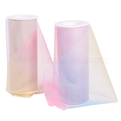 Polyester Deco Mesh Ribbons OCOR-WH0020-02A-1