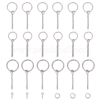 アクセサリー作り用 Unicraftale 30pcs3サイズ67mm 73mm 69 78mmステンレス鋼キーホルダーリング 30pcs丸カンと30pcsスクリューアイピンペグベイルクラフト用金属キーホルダーキットdiy を購入 Selected Pandahall Com Jp