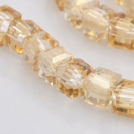 Half Rainbow Plated Glass Faceted Cube Beads Strands GLAA-A031-4mm-HR05-1