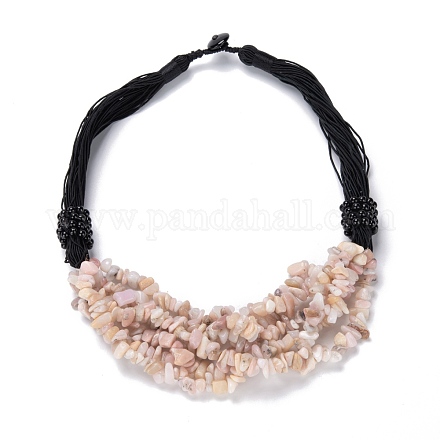 Colliers de perles de pépites d'opale rose naturel pour fille femmes NJEW-G025-01D-1