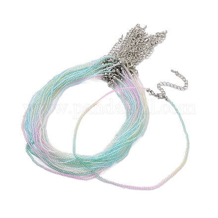 Collier de perles de verre rondelle à facettes pour femme NJEW-M208-02D-1