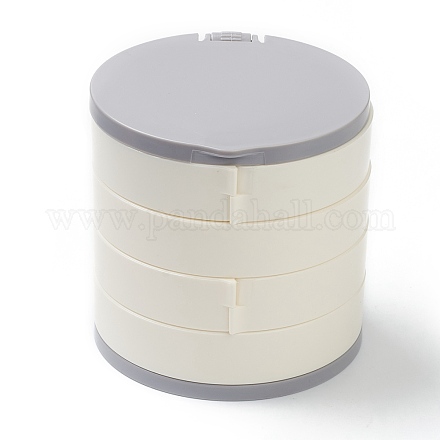 Caja de almacenamiento de joyería de plástico giratoria de 4 capa AJEW-B006-03-1