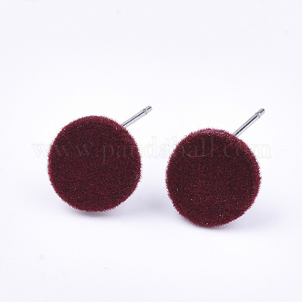 Reperti di orecchini a bottone in ferro flocky IFIN-S704-37A-1