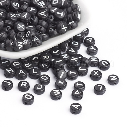 Perles de lettre de trou horizontal acrylique OACR-E001-17-1
