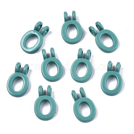 Spray Painted Alloy  2-Loop Link Pendants PALLOY-T075-48O-RS-1