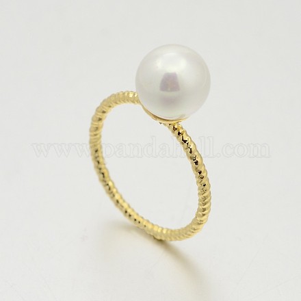 Ottone anelli acrilico perla di gioielli da sposa RJEW-J061-G-1