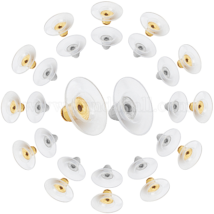 SUNNYCLUE 1 Box 200Pcs 2 Colors Brass Bullet Clutch Earring Backs Ear Nuts with Plastic Pads Replacements Earring Wire Stopper for Fish Hook Earring Studs Ear Nuts Earring Keepers Accessories KK-SC0002-18-1