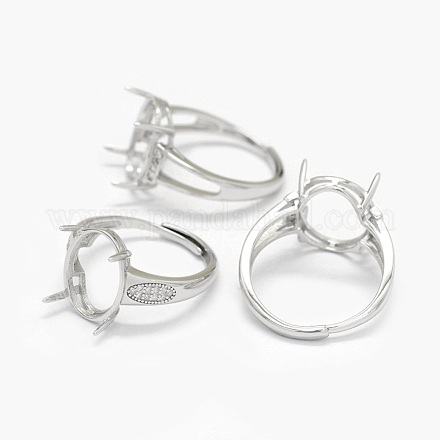 925 componentes de anillo de dedo de garra de diamante de imitación de plata esterlina STER-E061-42P-1