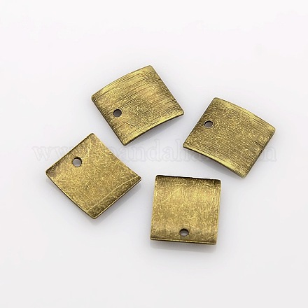 Laiton Blank tag breloques de tranche carrée pendentifs KK-O033-AB02-NF-1