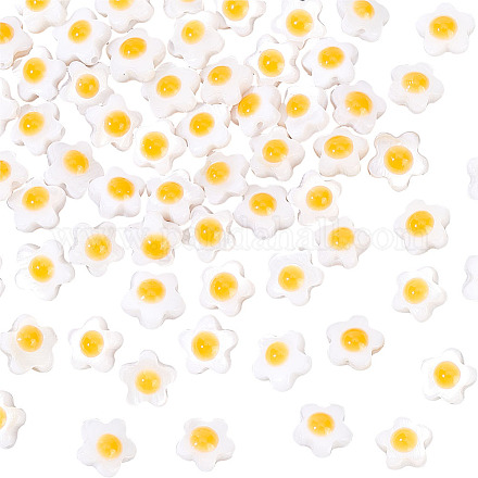 Olycraft ca. 61 Stück natürliche weiße Muschel-Blumenperlenstränge Perlenmuschel-Emaille-Blumenperlen doppelseitige orangefarbene Blumen-Muschelperlen für Frauen SHEL-OC0001-02-1