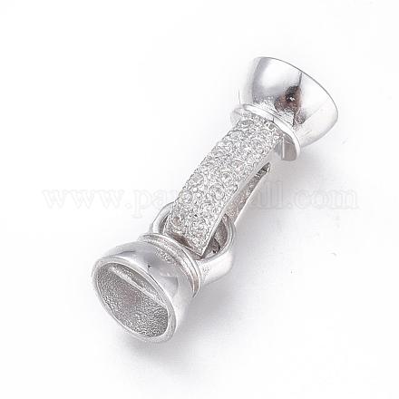 Platinum Plated 925 Sterling Silver Rhinestone Watch Band Clasps STER-N014-13-1