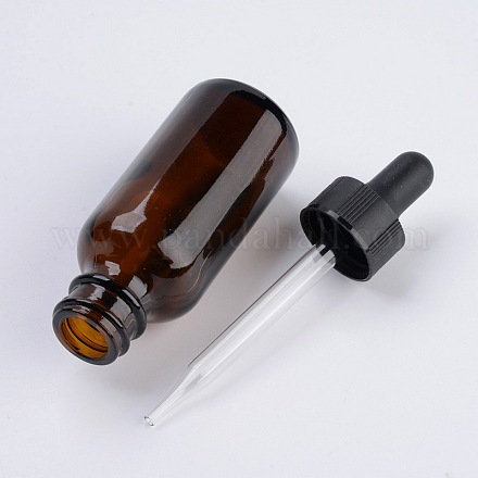 空の30mlアンバーガラスのドロッパーボトル  エッセンシャルオイル用アロマセラピーラボ用化学薬品  シエナ  10.3x3.3cm  容量：30ミリリットル MRMJ-WH0011-A01-30ml-1