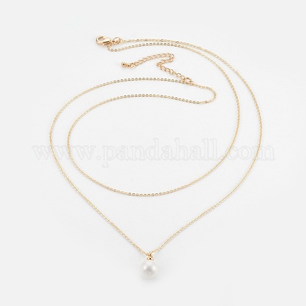 Shell Pearl Tiered Necklaces NJEW-JN02256-1