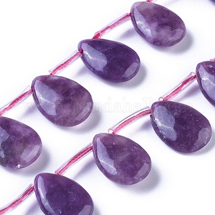 Lepidolita natural / hebras de perlas de piedra de mica púrpura G-E542-05C-1