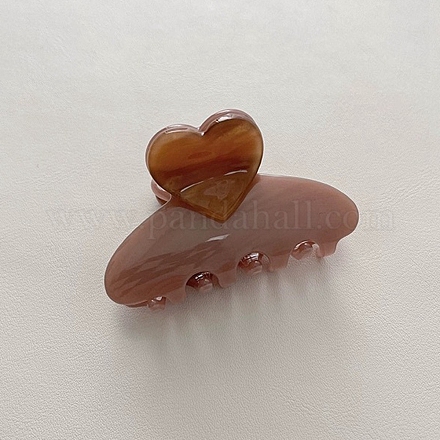 Heart Cellulose Acetate(Resin) Claw Hair Clips PW-WG13466-03-1