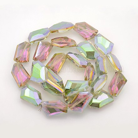 Faceted Polygon Electroplate Rainbow Plated Glass Beads Strands EGLA-P007-F07-1