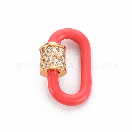 Brass Micro Pave Clear Cubic Zirconia Screw Carabiner Lock Charms ZIRC-S067-068A-NR-1