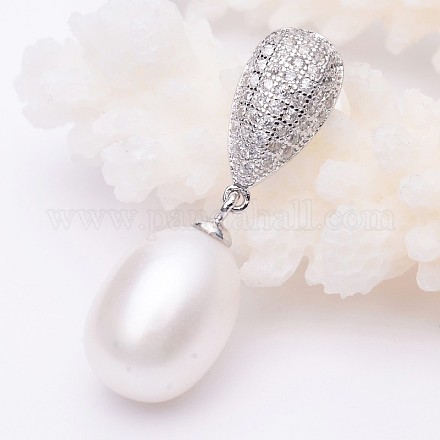 Natural Cultured Freshwater Pearl Pendants STER-E043-06P-1