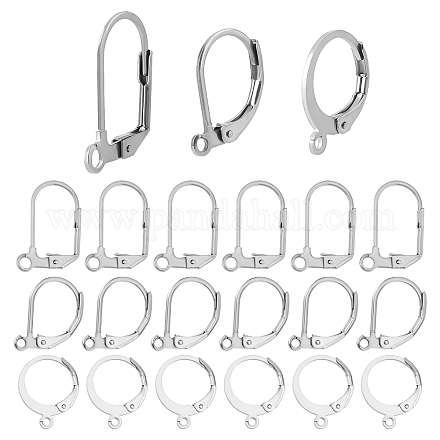 UNICRAFTALE about 60pcs Stainless Steel Leverback Earring Round Hoop Earwires with Loop Earwire Findings for Earring Making 14.5~18x10~12x1.5~2mm STAS-UN0029-65-1