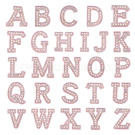 NBEADS 26 Pcs A-Z Letter Pearl Rhinestone Patches DIY-NB0007-07-1