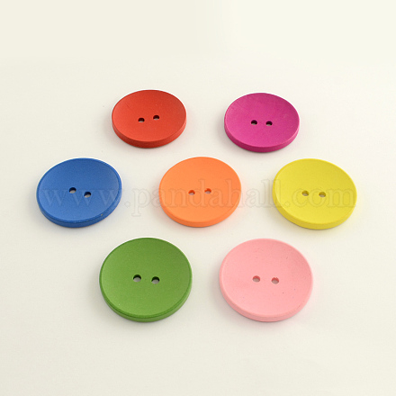 2-Hole Flat Round Wooden Buttons X-BUTT-Q032-62D-1