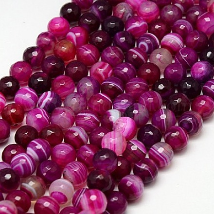 Chapelets de perles en agate à rayures naturelles/agates à bandes G-G581-10mm-13-1